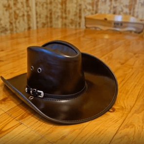 КОВБОЙСКАЯ ШЛЯПА 59 размер, тёмно коричневая кожа